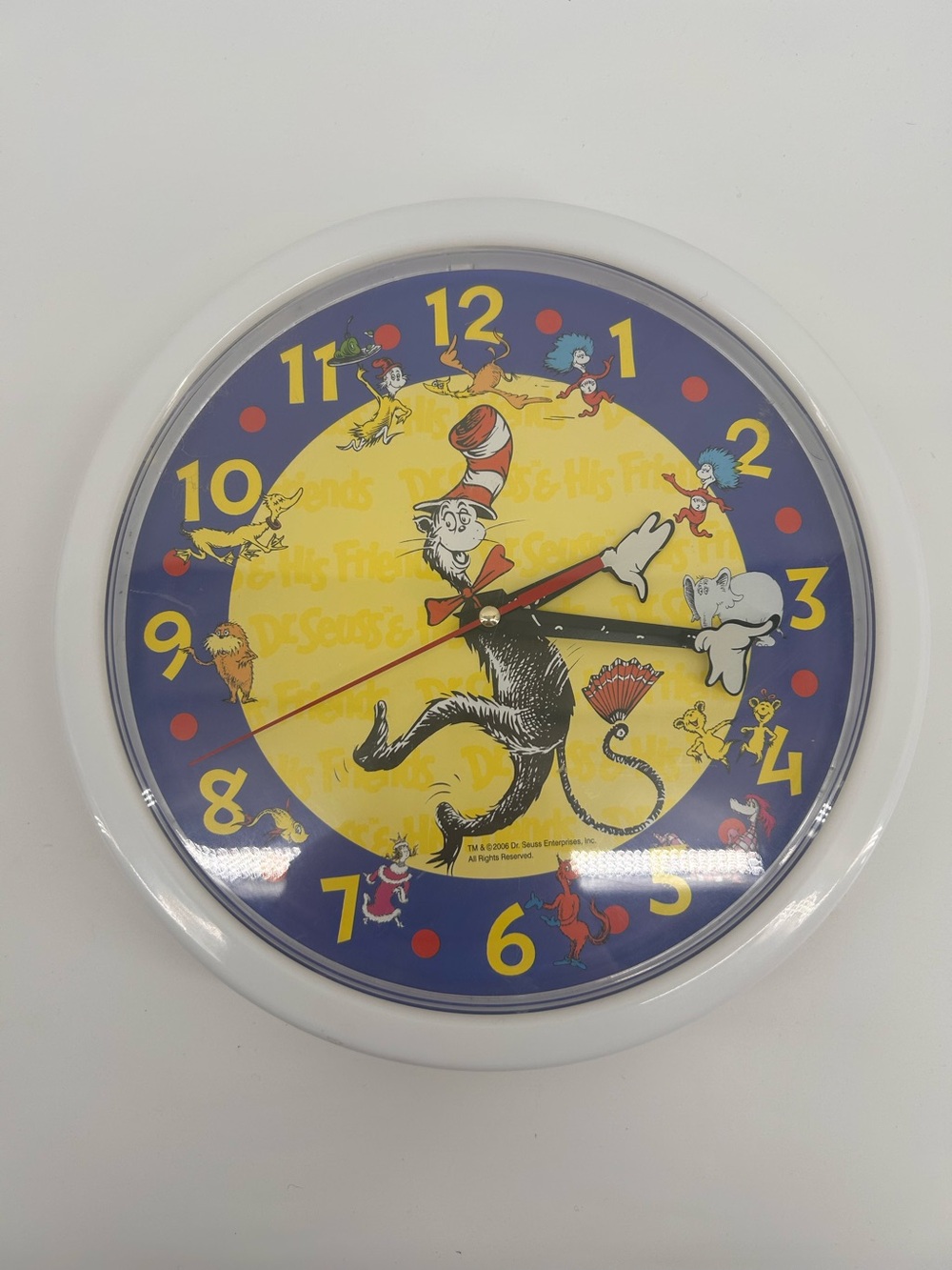 Vintage 2006 Dr. Seuss Cat in the Hat & Friends Wall Clock Tested Works